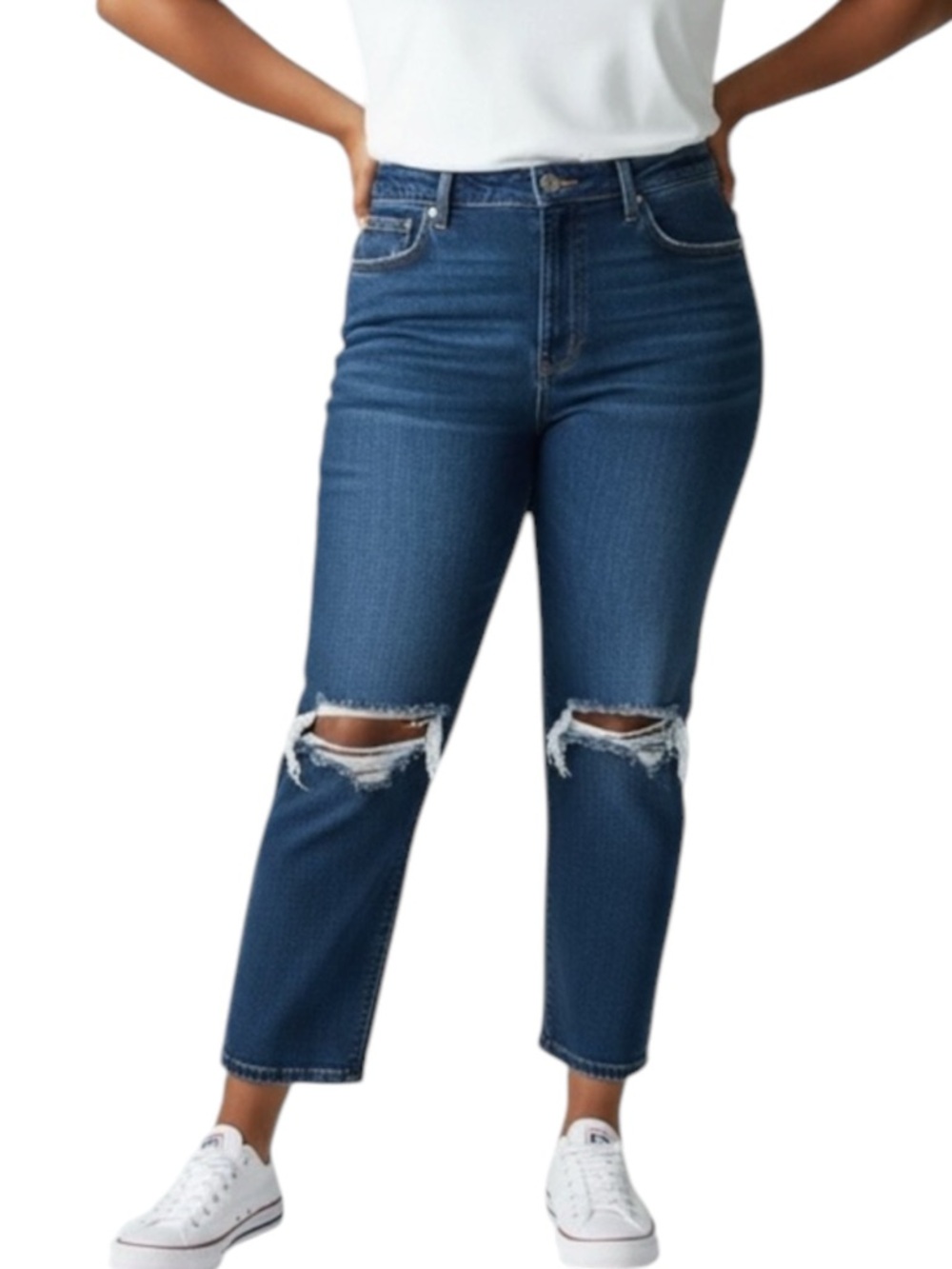GOOD AMERICAN Good Vintage Straight Ripped /Destroyed Jeans Size 8 / 29